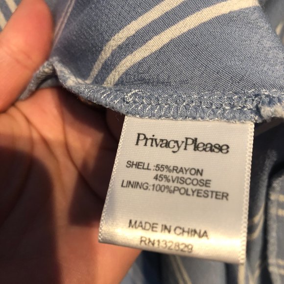 Wilson Dress Pastel Blue Striped Midi Length Wrap Dress Deep V neck - Picture 4 of 11